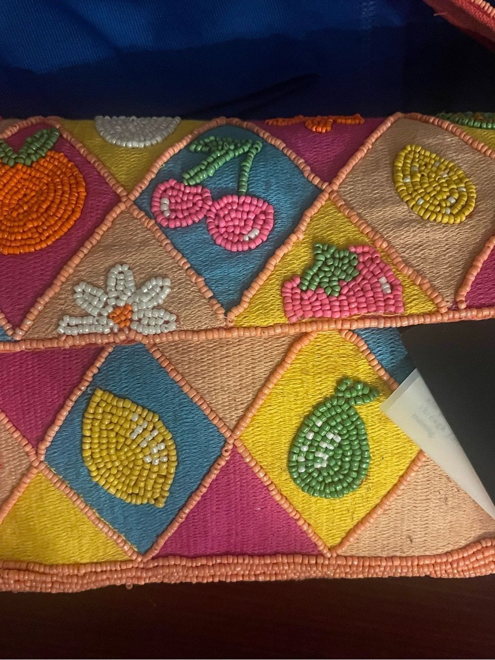 Viral Beaded Bag - Fruit Pattern Foldover Shoulder Bag in Pink multi color - Picture 9 of 9
